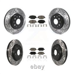 Front+Rear Drilled Slot Disc Brake Rotors Ceramic Pad Kit For Chevrolet Camaro