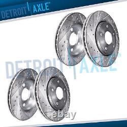 Front & Rear Drilled Slotted Brake Rotors for 2010 2015 Chevy Camaro V6 LS LT