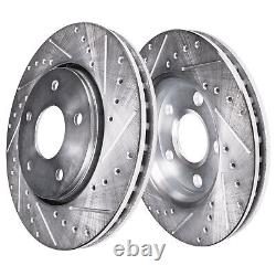 Front & Rear Drilled Slotted Brake Rotors for 2010 2015 Chevy Camaro V6 LS LT