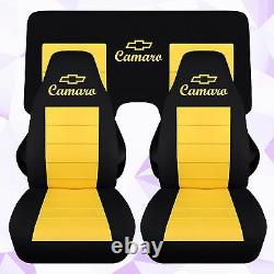 Front and Rear Chevy Camaro Coupe Black and Yellow Seat Covers 2010-2015 ABF