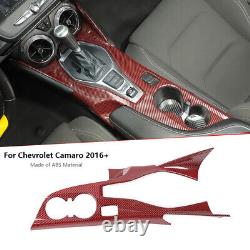 Gear Shift Cup Bracket Panel Cover Trim for Chevy Camaro 2016+ Red Carbon Fiber