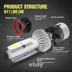 H11 H8 H9 LED Headlight For Cadillac CTS 2008-2016 High/Lo Beam Bulbs 80W 6000K