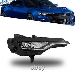 Headlight For 2019-2024 Chevy Camaro Black LED Head Lamp RH Passenger Side