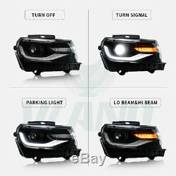 Headlights For 2014 2015 Chevy Camaro LED Sequential DRL Projector Front Lamps