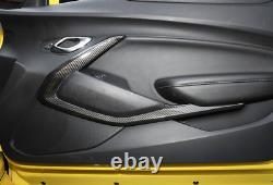 Interior Door V-Shape Cover Trim Decor Strips For Chevy Camaro 2016+Carbon Fiber