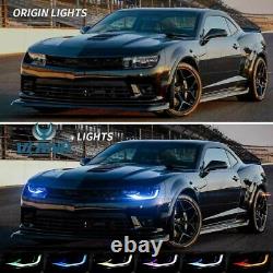 LED DRL Headlights Assembly For 2014-2015 Chevy Camaro RGB Projector Front Lamps