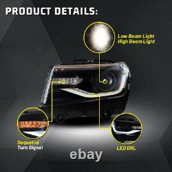 LED DRL Headlights for 2014-2015 Chevy Camaro Projector Sequential Turn Signal