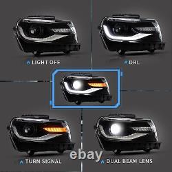 LED Headlights for Chevy Chevrolet Camaro 2014 2015 Dual Beam with Sequential Turn
