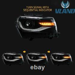 LED Projector Headlights For 2014-2015 Chevy Camaro with Sequential Turn Signal