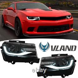 LED Projector Headlights Front Lamps For 2014 2015 Chevrolet Chevy Camaro LH+RH