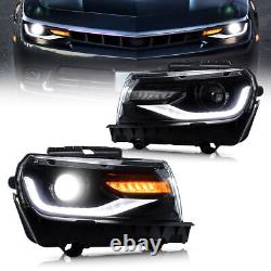 LED Projector Headlights Front Lamps For 2014 2015 Chevrolet Chevy Camaro LH+RH