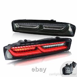 LED Smoked Tail Lights For Chevy Camaro 2016 17-2018 withSequential Singal Lights