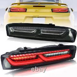 LED Smoked Tail Lights For Chevy Camaro 2016 17-2018 withSequential Singal Lights