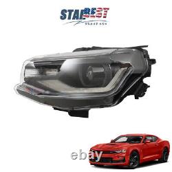 Left/LH Side Headlight Assembly For Chevy Camaro 2016-2022 Black HID With LED DRL