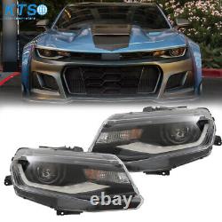 Left+Right Headlight For 2016-2022 Chevy Camaro HID withLED DRL Black Assembly