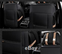 Luxury PU Leather Car Seat Covers Universal Full Set Front+Rear Seat Cushion Mat