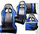 New 2 Black & Blue Leather Racing Seats Reclinable With Slider All Chevrolet