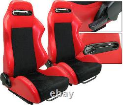 NEW 2 RED & BLACK RACING SEATS RECLINABLE With SLIDER ALL CHEVROLET