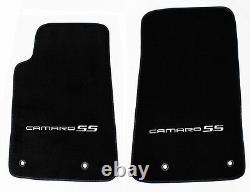 NEW BLACK Floor Mats 2010-2015 Camaro Embroidered Logo and SS in Silver 4 pc SET