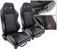 New 2 Black + Red Stitch Leather Racing Seats Reclinable All Chevrolet