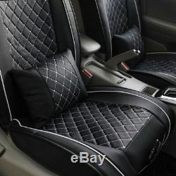 PU Leather Car Seat Cover Front&Rear Cushions Withpillows Full Kit L/M Size 5 Seat
