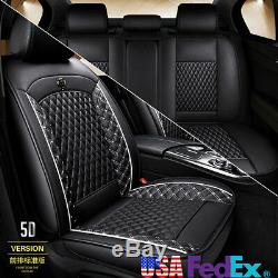 PU Leather Car Seat Covers for Auto SUV Truck Front & Rear Black White Universal