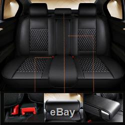 PU Leather Car Seat Covers for Auto SUV Truck Front & Rear Black White Universal