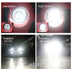 Pair DOT 7 inch Round Black LED Headlights For Jeep Wrangler JK TJ CJ JL 97-2018