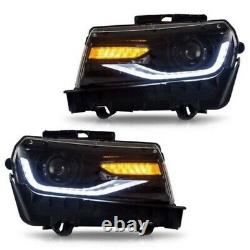 Pair Front LED Headlights Assembly For 2014 2015 Chevy Camaro Z/28 SS ZL1 LT LS