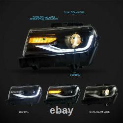 Pair LED&DRL Sequential Dual Beam Head Lamp Headlight For 2014-2015 Chevy Camaro