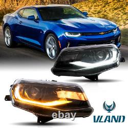 Pair LED Projector Headlights For 2016-2018 Chevy Camaro Halogen &HID Model