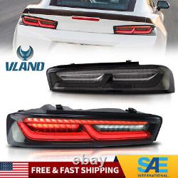 Pair LED Tail Lights For Chevy Camaro 2016-2018 White Smoked Rear Brake Lights