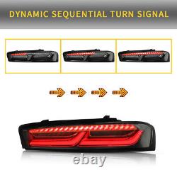 Pair LED Tail Lights For Chevy Camaro 2016-2018 White Smoked Rear Brake Lights