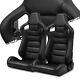 Pairs Black+side Carbon Fiber Mixed Pvc Leather L/r Racing Bucket Seat+slider