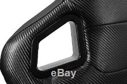Pairs Black+Side carbon Fiber Mixed PVC leather L/R Racing Bucket Seat+Slider