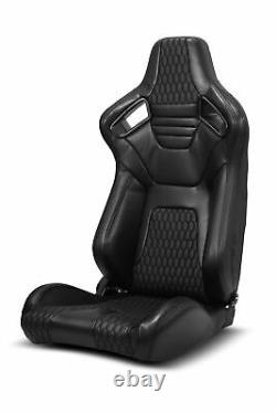 Pairs Main Black Stitching PVC leather Left/Right Racing Bucket Seat With Slider