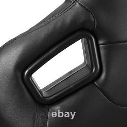 Pairs Main Black Stitching PVC leather Left/Right Racing Bucket Seat With Slider