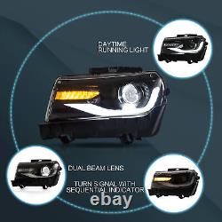 Projector Headlights For 2014 2015 Chevrolet Chevy Camaro withSequential Lights