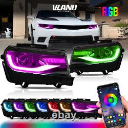 RGB For 2014 2015 Chevy Chevrolet Camaro Vland LED Headlights Sequential