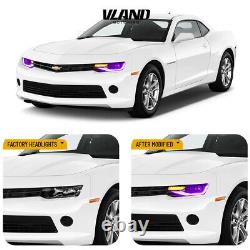 RGB For 2014 2015 Chevy Chevrolet Camaro Vland LED Headlights Sequential
