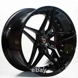 Set4 20 Staggered Marquee Wheels M3259 Black Rims FS