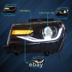 Set LED Projector Headlights For 2014 2015 Chevrolet Chevy Camaro Dual Beam