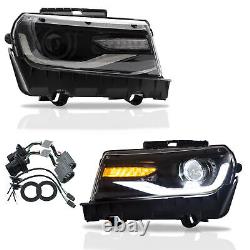Set LED Projector Headlights For 2014 2015 Chevrolet Chevy Camaro Dual Beam