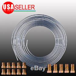 Silver 3/16 OD x 25 Ft Roll With 15 Assort Fittgs Zinc Brake Line Tubing Kit