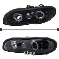 Smoke Projector Headlights Fits 1998-2002 Chevy Camaro LED Halo Lamps Left+Right