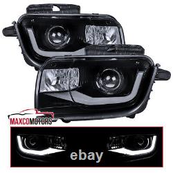 Smoke Projector Headlights Fits 2010-2013 Chevy Camaro LED Tube Lamps Left+Right