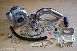T3/T4 Hybrid Turbocharger Kit T3 T4 Turbo -3an ss feed, Downpipe, BOV, Stage 1