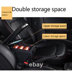 US Auto Telescopic Panel Dual Layer Storage 7USB Charge Central Armrest Box 1PC