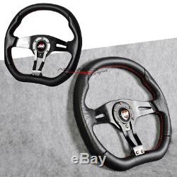 Universal 350MM Sports Racing Steering Wheel 6 Bolts Holes JDM Horn