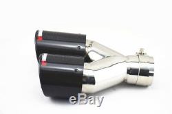 Universal Glossy Carbon Fiber Car Exhaust Dual Pipe Tail Muffler End Tip -Right